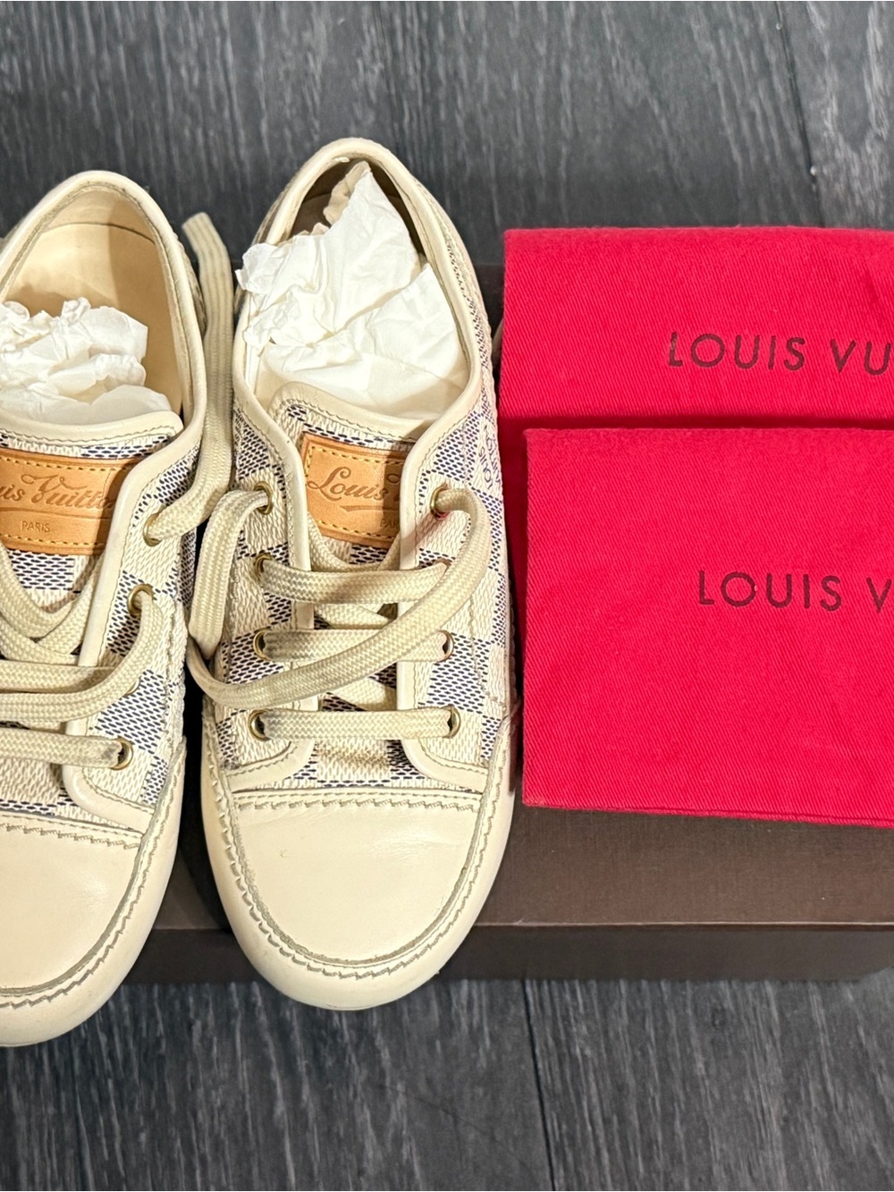 Louis Vuitton Cream & Beige Kids Sneakers
